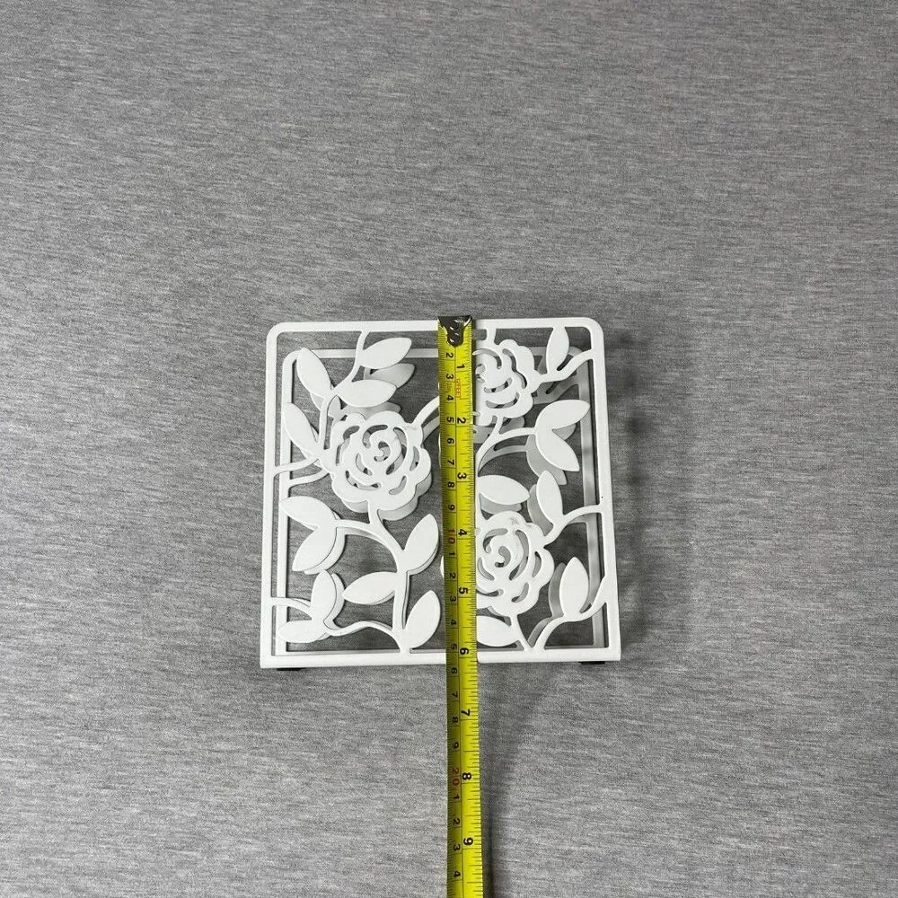 IKEA Liksidig White Floral Metal Napkin Holder